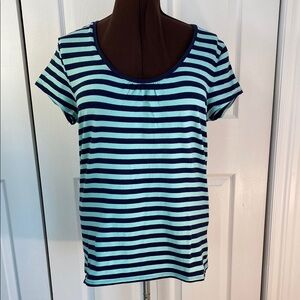 Merona Striped Navy and Light Green Women's Top, XXL Plus